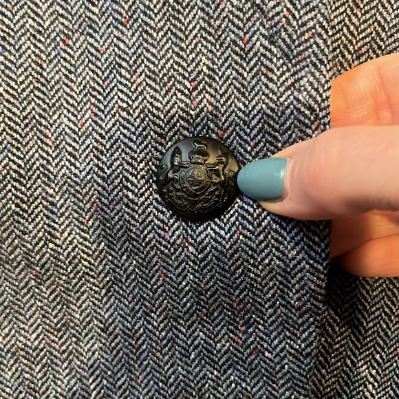 Veronica Beard Celina Upcollar Dickey Herringbone Wool Blend Blazer Blue Sz10 - Picture 5 of 10